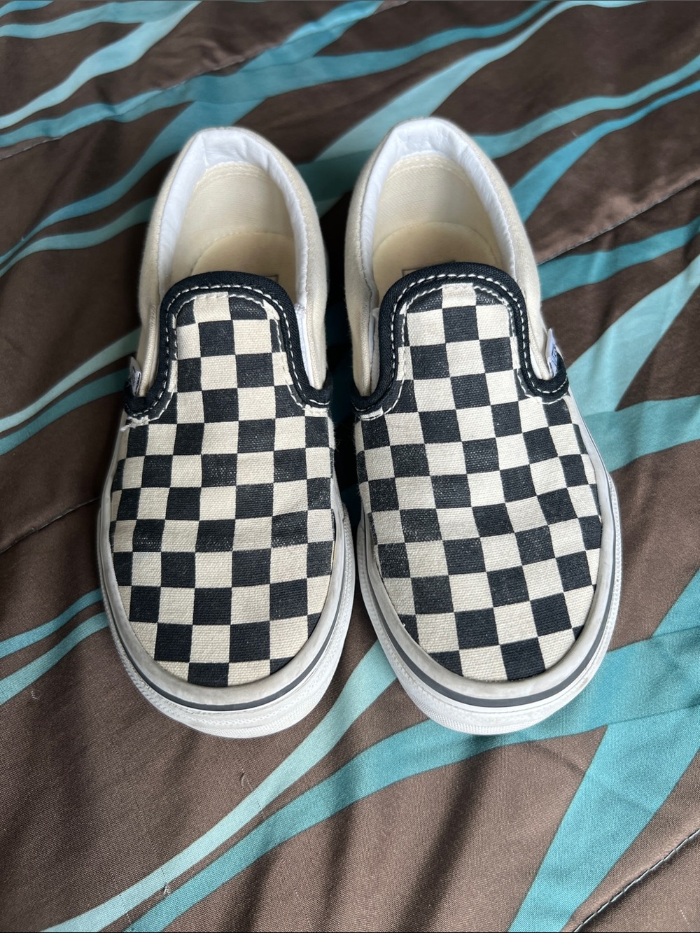 Vans Kids Black & White Checkerboard Slip-On Sneakers